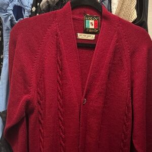 Vintage Red Women's Cardigan Sweater